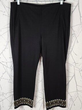 Chicos Black Ponte Knit Fabulously Slimming Jewel Ankle Pants